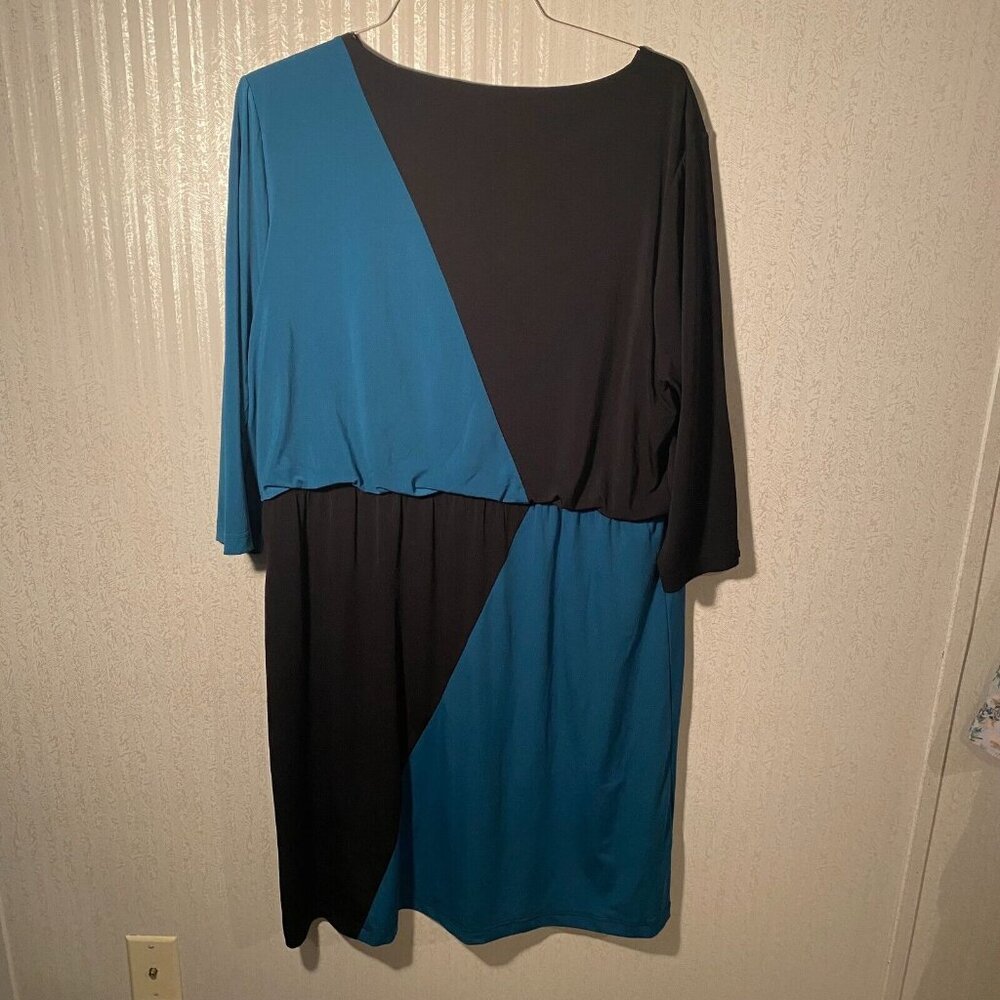 Monroe & Main Teal & Black Chelsie Colorblock Dress Dinner Party Church Size 2X - Picture 2 of 6